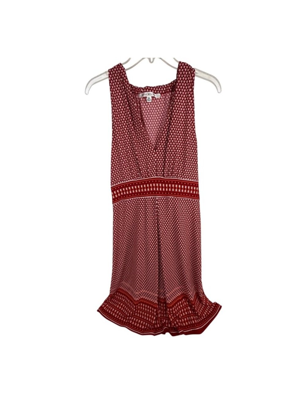 Max Studio Women's Sleeveless Summer Dress Red V-Neck Geometric Print Size M